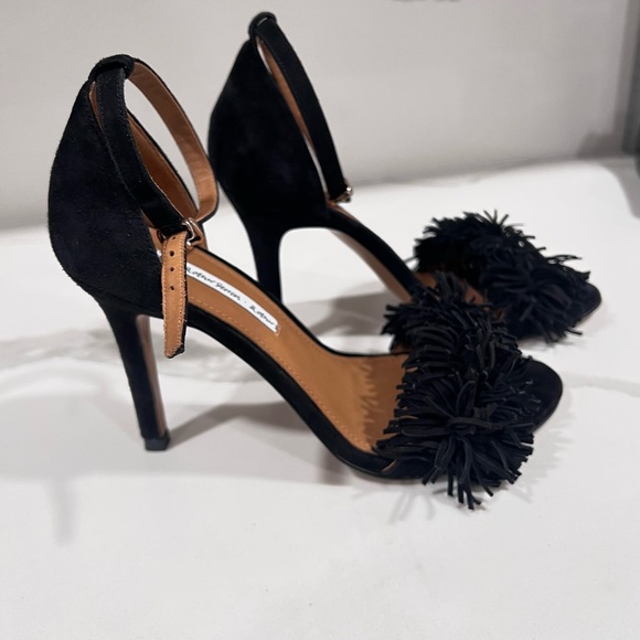 & Other Stories Women’s Suede Fringe Stiletto Sandals EU 38 (US 7)‎ Black - Picture 1 of 16